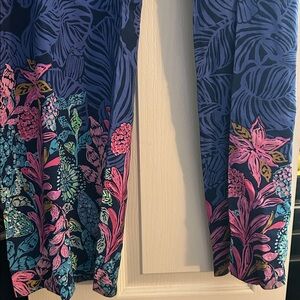 Lilly Pulitzer Navy and Pink Tropical Wide Leg Pants
